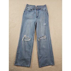 BP Be Responsible Women's Size 29 Jeans High Rise Wide Leg Denim Blue Distressed